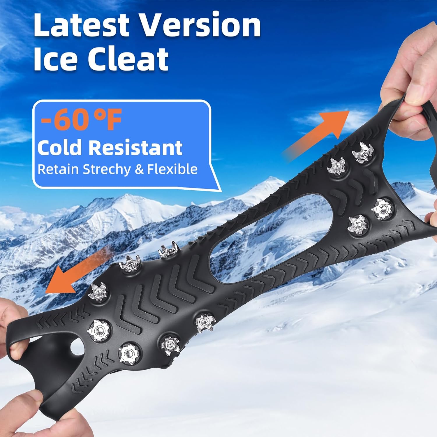 HONYAO Ice Cleats Crampons for Shoes and Boots, Stainless Steel Ice Grippers Spikes Grips Traction for Winter Ice Snow, Hiking Climbing Ice Fishing